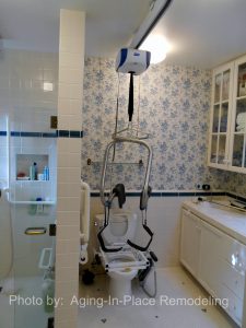 Patient Ceiling Lift for safe transfer from bed to bathroom, shower, toilet