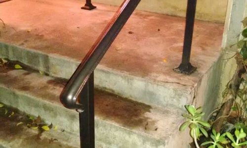 Custom handrails allow homeowner to safely enter their home