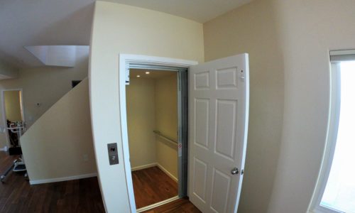 Entry door to residential elevator