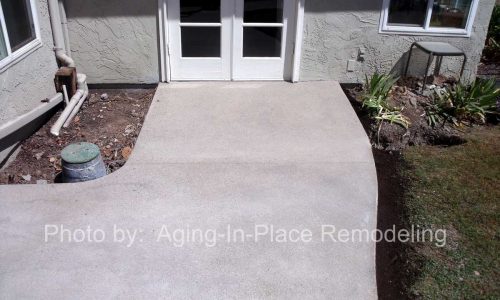 custom concrete ramps for zero threshold entry from backyard to home