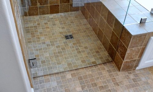 Tile Barrier Free Shower Remodel, no threshold, roll in shower, Aging-In-Place Remodeling, accessible renovations