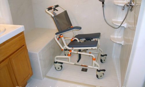 Barrier Free Wheelchair Shower with built in shower bench
