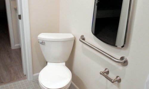 Barrier Free Bathroom Remodel with Fold Up Shower Bench