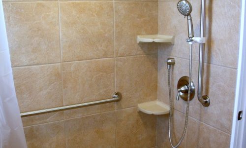 Wheelchair Accessible Bathroom Remodel with Grab Bars and Roll In Shower