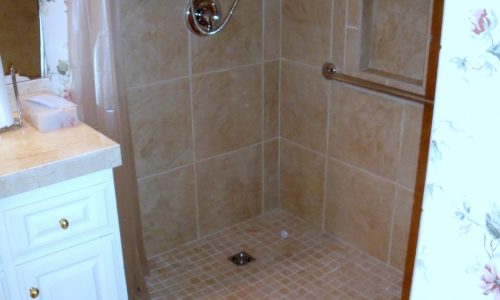 Wheelchair Accessible Shower Remodel with grab bars