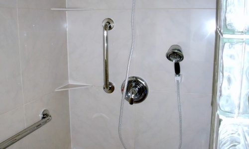 Wheelchair accessible shower with Grab bars