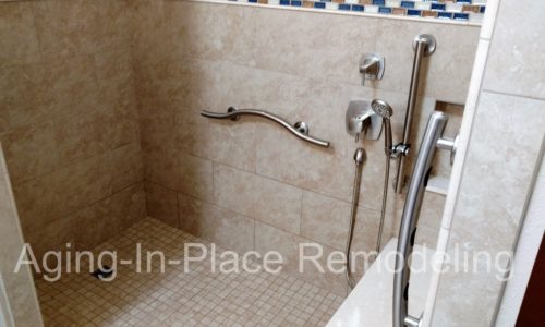 Tile Accessible Shower with Custom Grab Bars