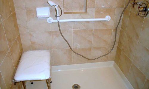 Best Bath Fiberglass Roll-In Shower with Shower Bench