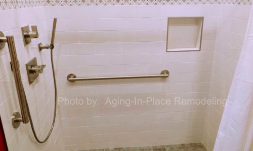 Grab Bars and Hand Held Showerhead creates for a safe bathing environment