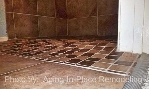 Zero Threshold Tile Shower Entrance replaces low threshold step over