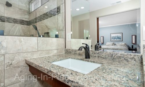 Custom vanity with dual height sinks