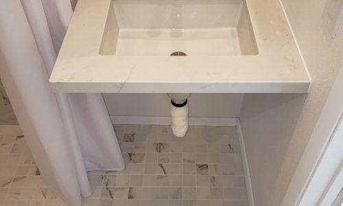 A roll under sink allows for wheelchair accessibility.
